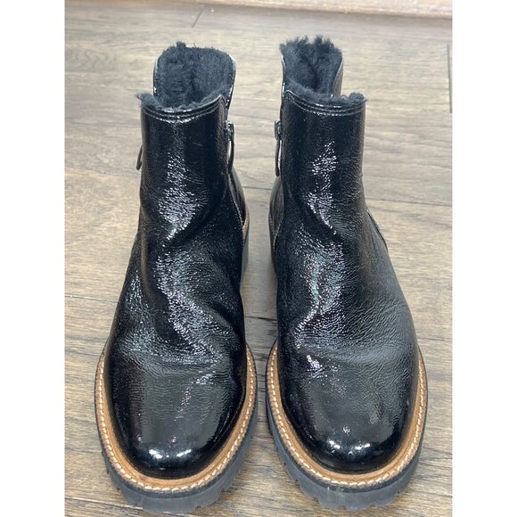 \PAUL GREEN Natick Faux Fur Lined Boot Crinkle Leather Black Women's Sz 6 US - Picture 2 of 11